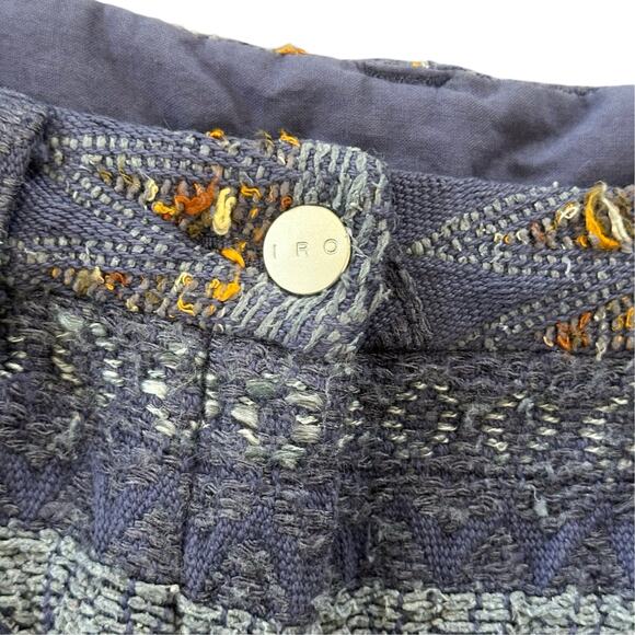 IRO Monroe Women's Blue Embroidered Cotton Silk Knit Boho Shorts Size 1 - Picture 6 of 8